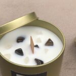 Black Obsidian- Clear Quartz Candle