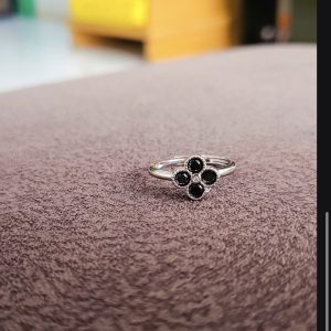 Black Onyx Flower Ring