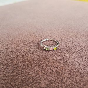 Green & Pink Tourmaline Infinity Ring