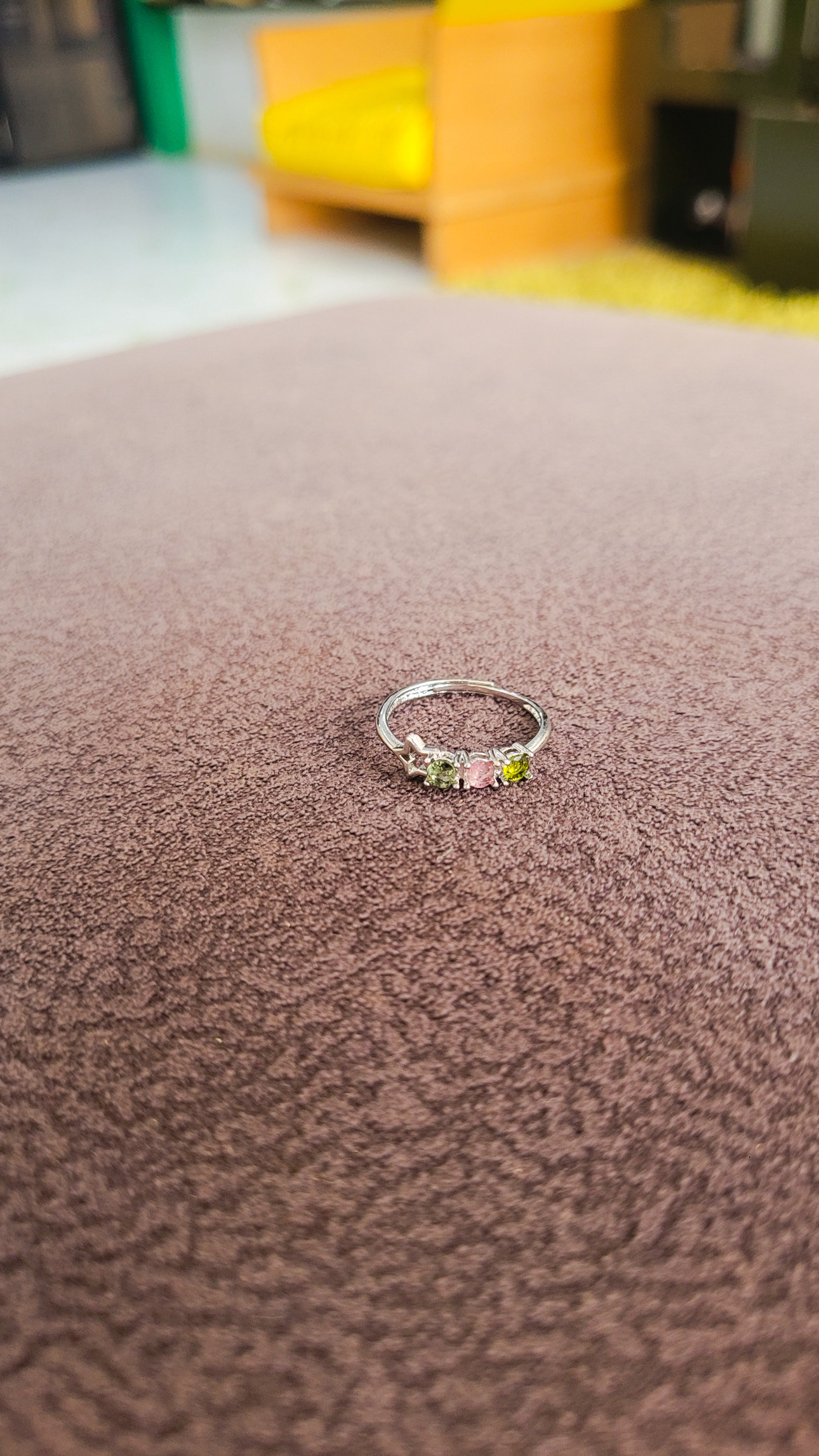 Green & Pink Tourmaline Infinity Ring