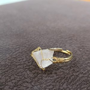 Clear Quartz Raw Stone Wired Ring