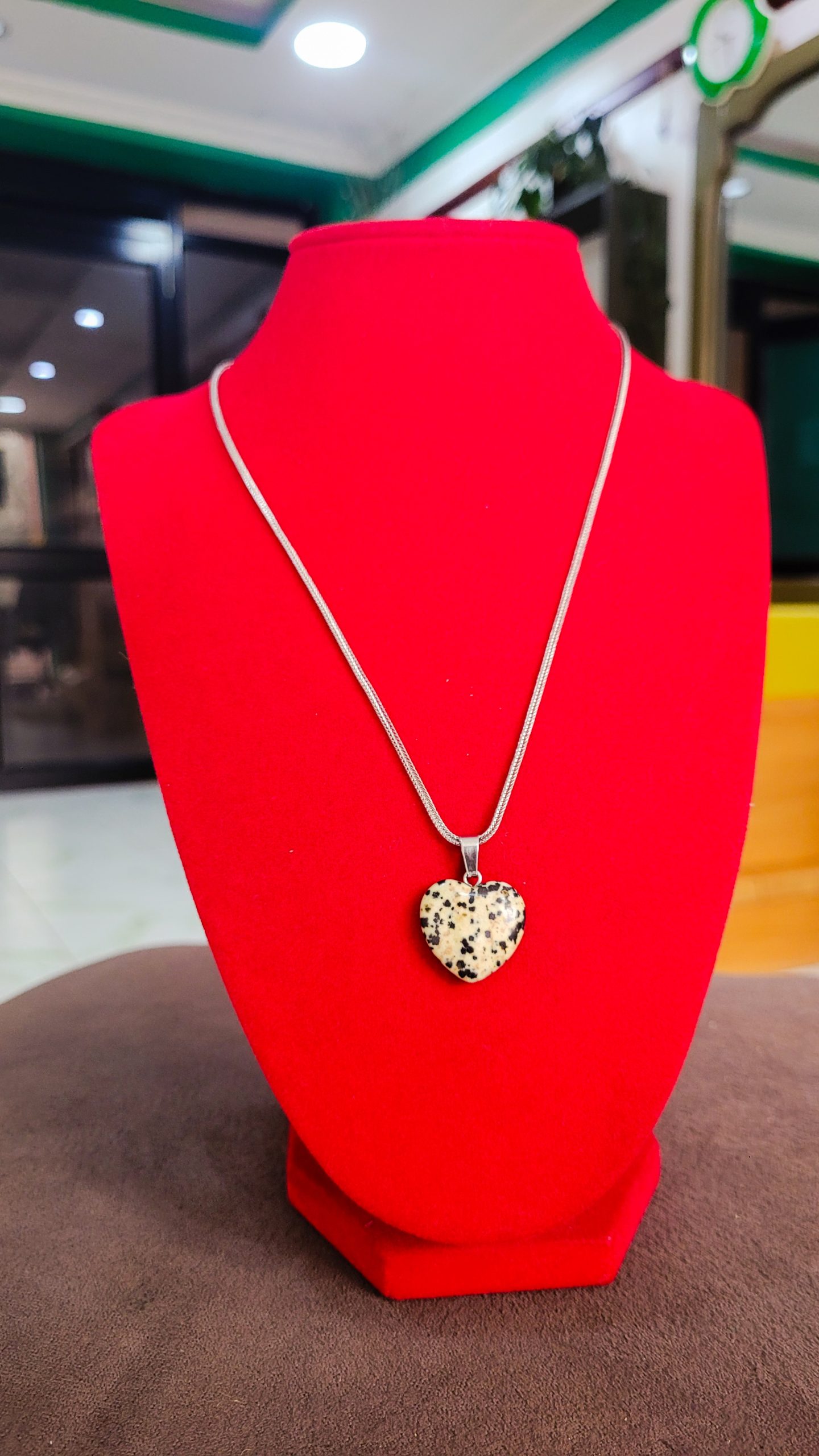 Dalmatian jasper heart pendant