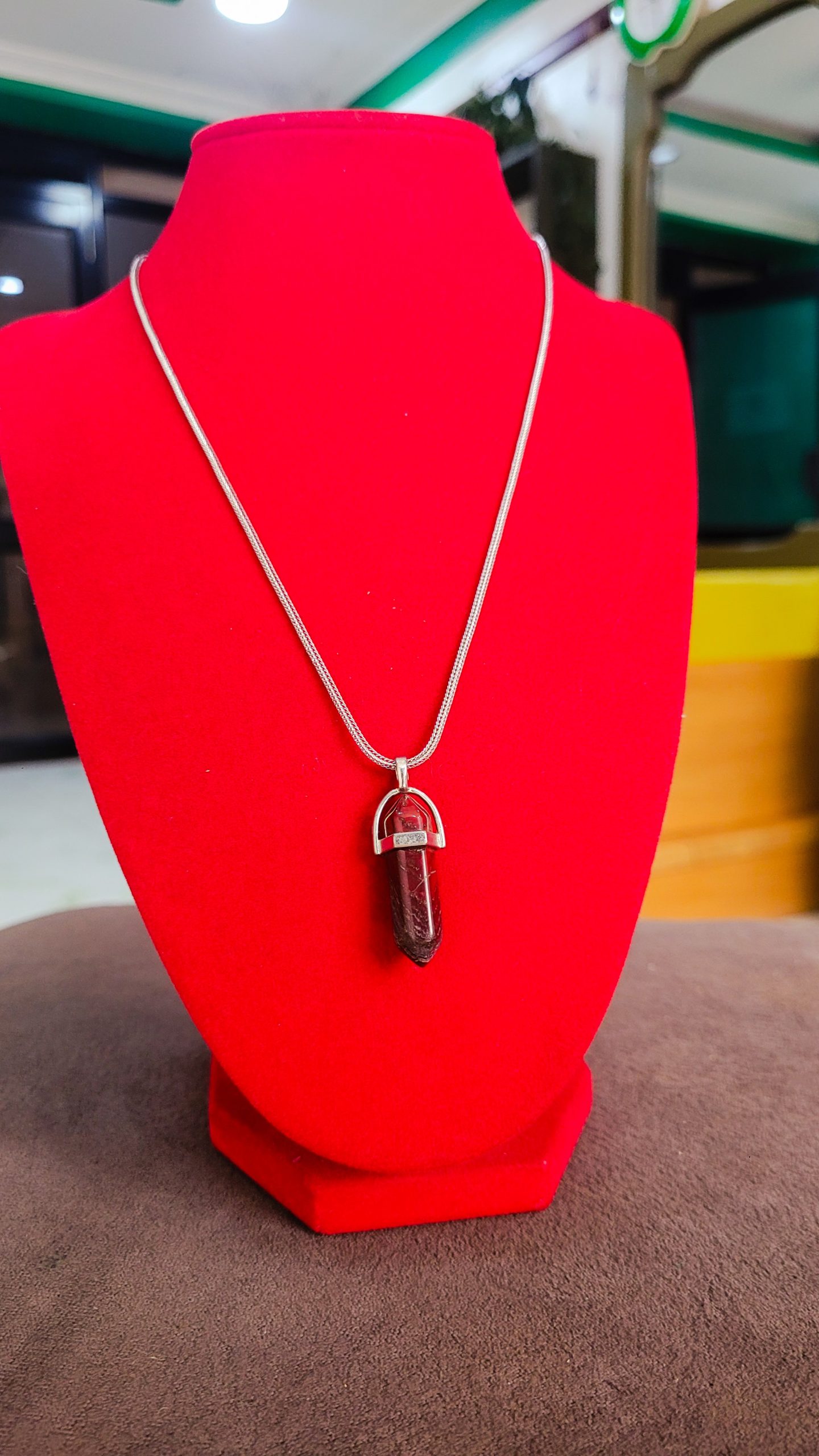 Red jasper hexagonal pendant