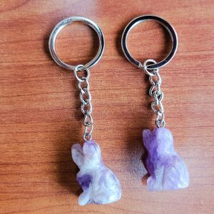 Amethyst Dog Crystal Keychain