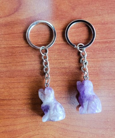 Amethyst Dog Crystal Keychain