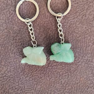 Green Aventurine Rabbit Crystal Keychain