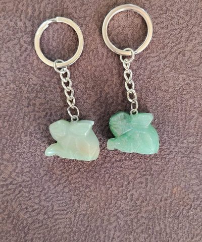 Green Aventurine Rabbit Crystal Keychain