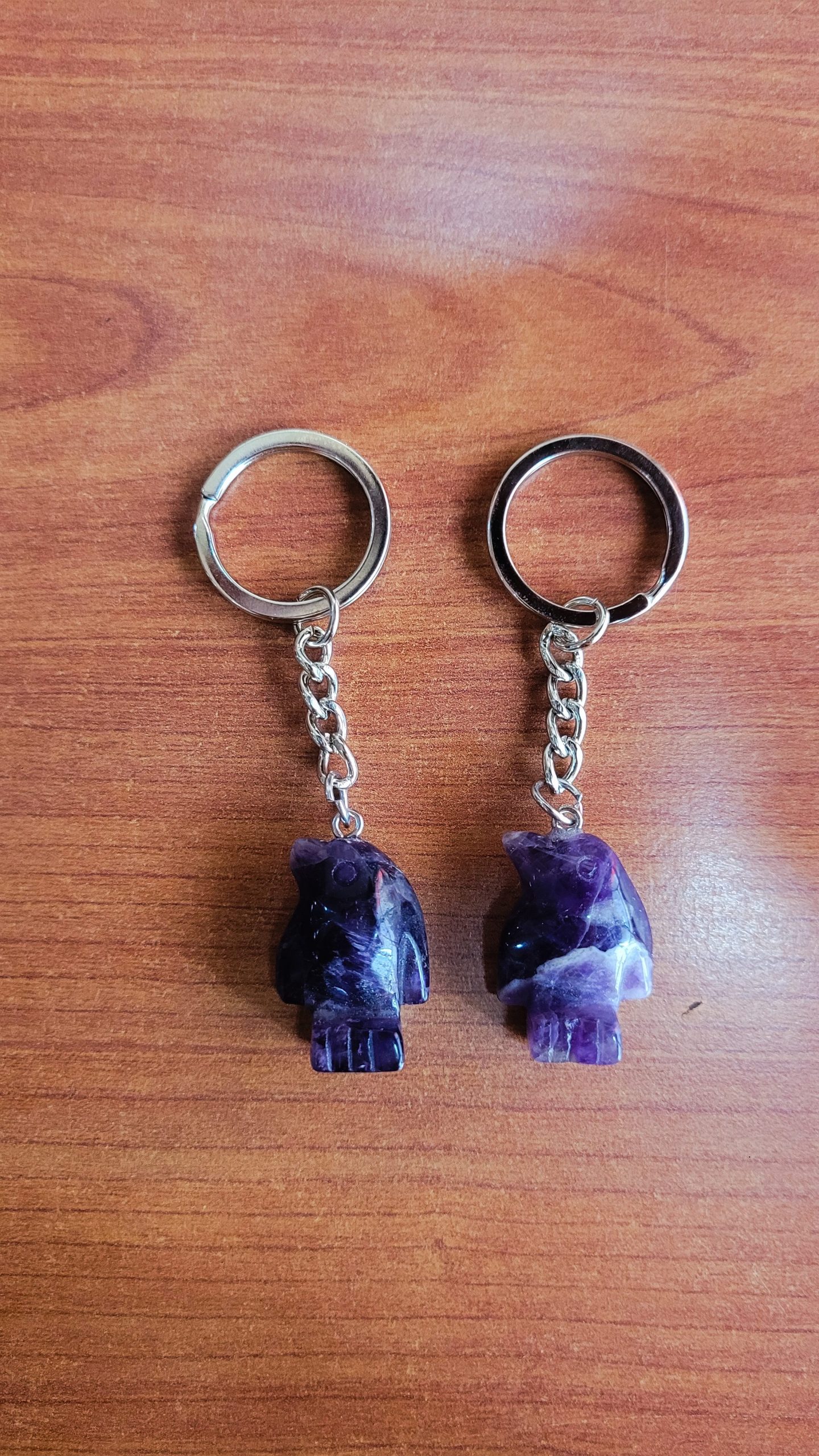 Amethyst Penguin Crystal Keychain