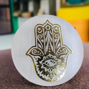 Hamsa Selenite Charging Plate