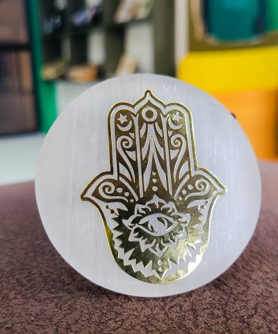 Hamsa Selenite Charging Plate