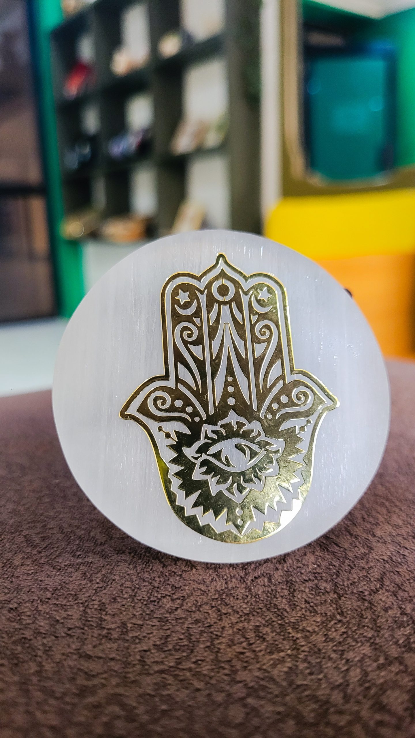 Hamsa Selenite Charging Plate