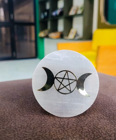 Triple Moon Selenite Charging Plate